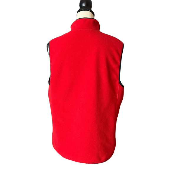 Fleece Zip-up Vest Reversible Black and White Houndstooth and Red Size M - Picture 6 of 6